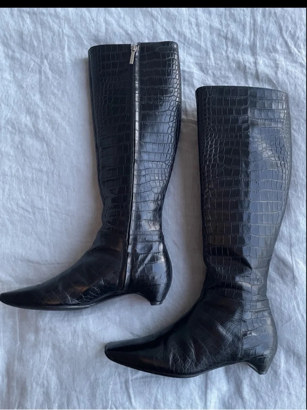 Dior Black Faux-Crocodile Knee Boot